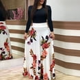 thumbnail image 3 of Summer Flower Dot Print Color Matching Long Sleeve High Waist Women Maxi Dress, 3 of 12