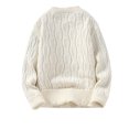 thumbnail image 2 of Styesk Mens Sweater Comfy Soft Oversized Sweater Solid Color Pullover Sweater Casual Loose Sweaters Cable Knit Crewneck Sweater with Ribbing Edge, 2 of 6