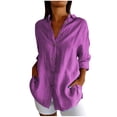 thumbnail image 1 of Timegard Plus Size Tops for Women Button down Shirts Long Sleeve Lapel V Neck Blouse Lightweight Tops, 1 of 6
