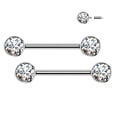 thumbnail image 1 of BodyJewelryOnline Nipple Barbell Implant Grade Titanium with CZ bezel Set Internally Threaded Women, 1 of 6