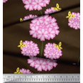 thumbnail image 3 of Soimoi Brown Georgette Viscose Fabric Insect & Floral Artistic Print Fabric by The Yard 42 Inch Wide, 3 of 3