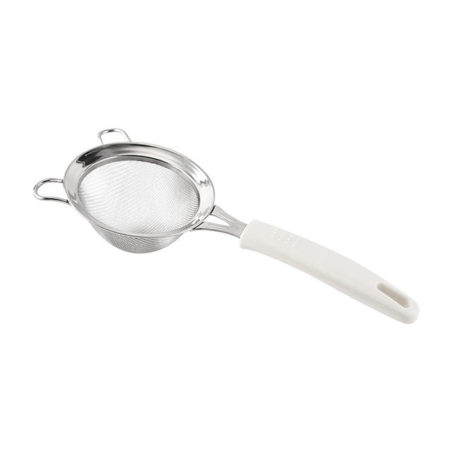 Stainless Steel Double-Layer Flour Sifter with 30-Mesh Screen, Reinforced Handle for Baking and Cooking, U-Shaped Hook for Storage