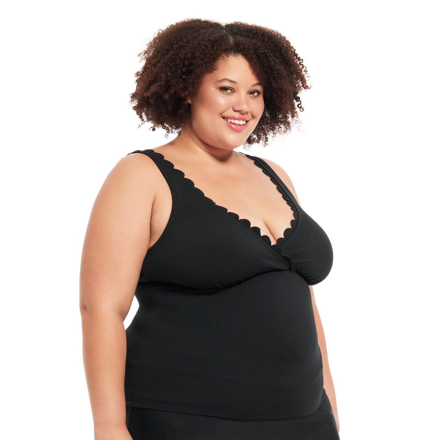 Krista Plus Haut de maillot de bain tankini à encolure en V avec bordure festonnée pour femme