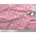 thumbnail image 2 of Soimoi Pink Modal Satin Fabric Tea Bag,Star Anise & Lemon Slice Vegetable Print Sewing Fabric Yard 42 Inch Wide, 2 of 3