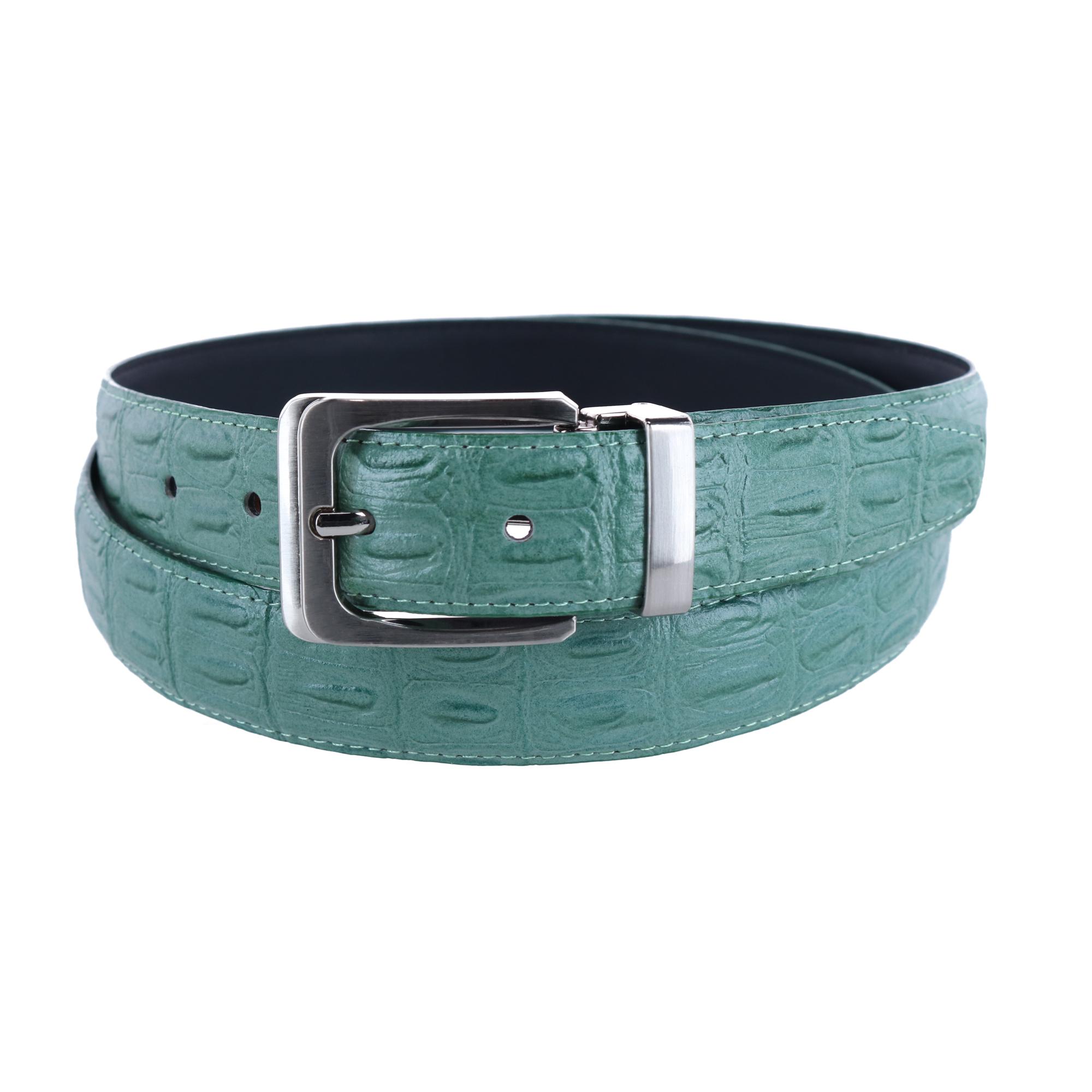 CTM® Ceinture à Boucle à Pince Réversible en Cuir Mat à Imprimé Croco