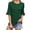 Dark Green, variant on HXWCHs Organic Cotton T-shirt Women's Striped Round Neck Mid Sleeve Solid Color Casual Tee Shirt Comfortable Everyday Basic top XL Black