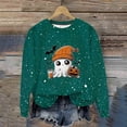 thumbnail image 2 of LMKIHUSA Chandails d'Halloween Fantôme pour Femmes Mode Décontractée Automne 2025 Chandail Kawaii Graphique Brillant Col Rond Chandail à Manches Longues Hauts Saison Effrayante Vert,TG, 2 of 8