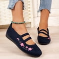 thumbnail image 3 of Womens Ballet Flats Comfortable Flower Embroidered Dress Shoes Round Toe Slip on Ballerina Walking Low Wedges, 3 of 7
