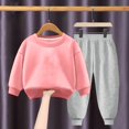 thumbnail image 3 of Pisexur Ensemble 2 Pcs pour Bébé Filles Garçons Automne Hiver Mode Décontractée Polaire Couleur Unie Manches Longues Col Rond Chandails en Molleton et Pantalons Vêtements de Détente Ensemble de Survêtement pour Enfants 3-8 Ans, 3 of 4