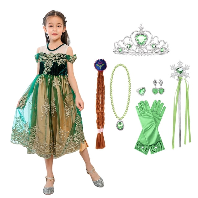 Girls Princess Anna Costume Snow Party Halloween Cosplay Masquerade Party