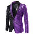 thumbnail image 1 of XZNGL Mens Color Matching Sequin Suit, One Button Dress, Performance Suit, Long Sleeved Lapel Collar Suit Jacket Coat Blazer, 1 of 2