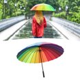 thumbnail image 4 of Long Handled Umbrella, Large Straight Umbrella  for Gift Navy Blue,Wine Red,Rainbow, 4 of 8