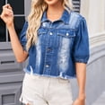 thumbnail image 1 of LOVZFMLL Jackets for Women's Fashion Color Lapel Look Slimmer Sleeve Denim Jacket, 1 of 8