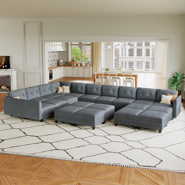 LLappuil Canapé Sectionnel Modulaire, Canapé Sectionnel Modulaire Surdimensionné 21 Places avec Rangement, Canapé en Velours Imperméable et Anti-Rayures pour Salon