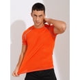 thumbnail image 2 of Moggemol Men's Rash Guard Swim Shirts Short Sleeve UPF 50+ Swimming Top Gym Workout Muscle Tee Tops Orange 7XL, 2 of 7