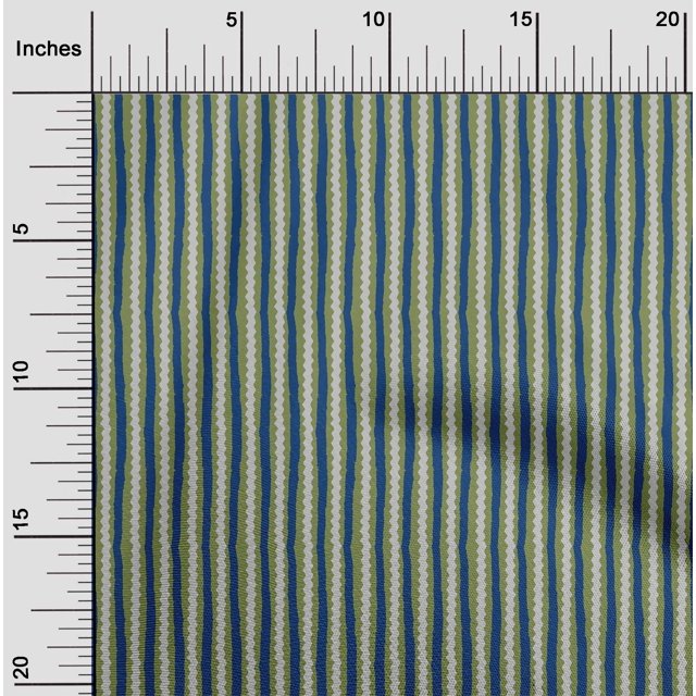 oneOone Cotton Poplin Fabric Stripe Block Printed Craft Fabric BTY 56 Inch Wide