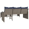 thumbnail image 5 of vidaXL Garden Sofa with Table and Cushions L-Shaped Grey Poly Rattan, 5 of 5