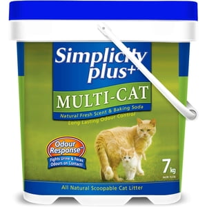 Simplicity Plus, Multi-Cat, Scented Cat Litter, Long Lasting Odour Control, Facile à transporter 7 kg Voile