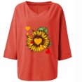 thumbnail image 1 of Four Seasons V-neck Casual Printed Three-quarter Sleeve Blouse, 1 of 7