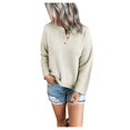 thumbnail image 2 of Femmes Veste Manches Longues V Cou Bouton Tricot Pull Pulls Pulls Décontractés, 2 of 4