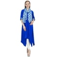 thumbnail image 3 of Bimba Kurta en Rayonne Bleu Royal pour Femme avec Foulard Ourlet Asymétrique Robe Ethnique - 20, 3 of 4