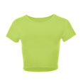 thumbnail image 4 of JIRNDf Hauts pour Femmes T-Shirts d'Été Tendance Mode Manches Courtes Mignon Court Basique Col Rond Coupe Ajustée Blouse pour Femmes Tunique Décontractée Hauts Vert Menthe P, 4 of 5