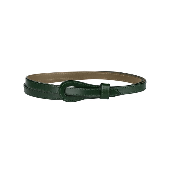 INSPIRE CHIC Faux Leather Skinny Belt for Women Jeans Dress Pants Thin Waist Belts 0.55 inches Width Dark Green