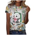 thumbnail image 1 of LUOGENLI T-shirts pour Femme pour Femmes T-shirts Classiques Quotidiens à Manches Courtes Rétro Mah-Jong Tendance Décontracté Col Rond T-Shirt T-shirts pour Femmes T-shirts Graphiques T-shirts Fête de la Saint-Patrick Blanc P, 1 of 4
