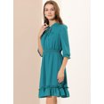 thumbnail image 2 of INSPIRE CHIC Women's Layered Ruffle Hem 3/4 Sleeves Smocked Chiffon A-Line Dress XS Lake Green, 2 of 6