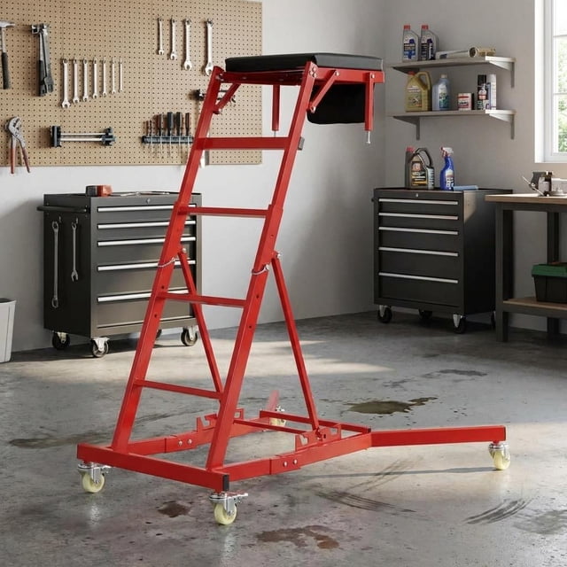 EDTara Over-Engine Mechanic Creeper, Professional Adjustable Height (49.2" To 68.9"), 400 Lbs Load, With Tool Storage and Locking Casters