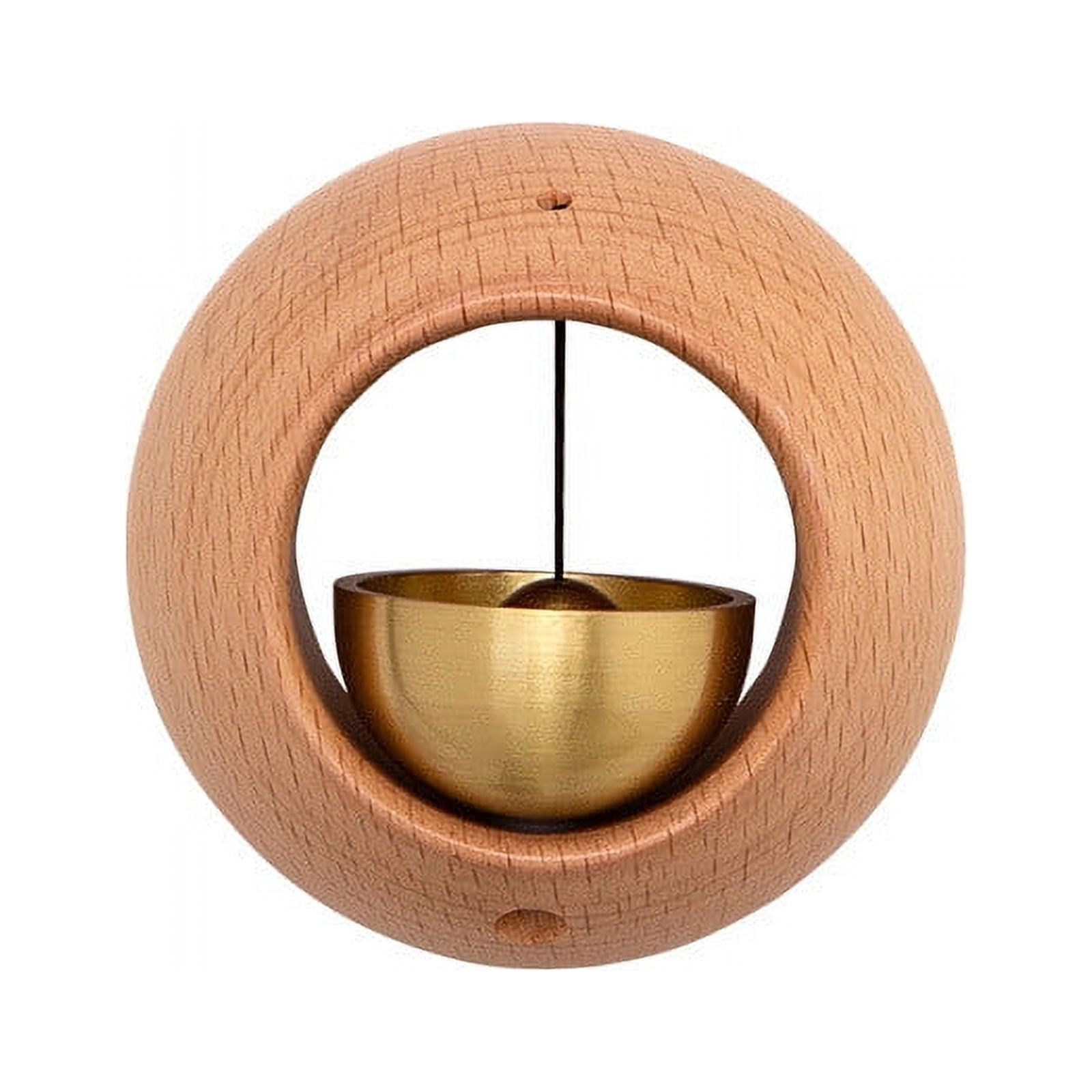 fheaev Wooden Dopamine Doorbell Entry Reminder Small Round Wind Chime Suction Door Housewarming Gift
