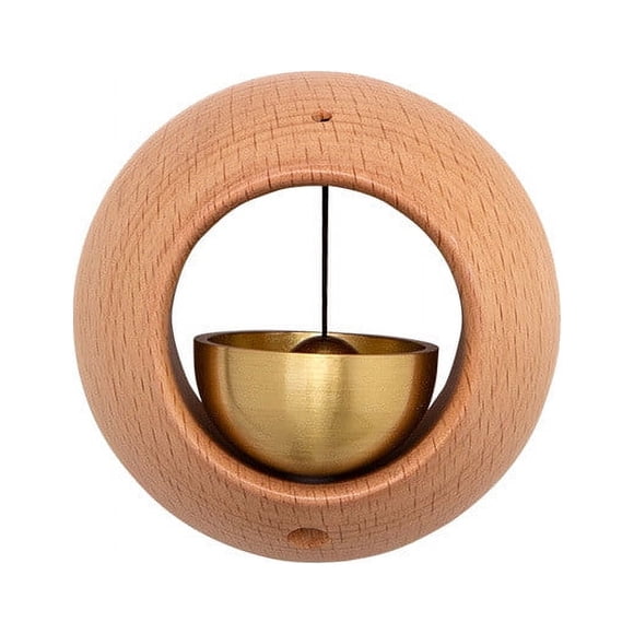 Danhjin The Doorbell Wooden Dopamine Doorbell Entry Reminder Small Round Wind Chime Suction Door Housewarming Gift Room Decor