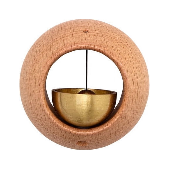 Danhjin The Doorbell Wooden Dopamine Doorbell Entry Reminder Small Round Wind Chime Suction Door Housewarming Gift Room Decor