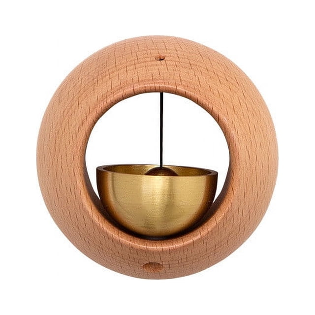 fheaev Wooden Dopamine Doorbell Entry Reminder Small Round Wind Chime Suction Door Housewarming Gift