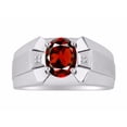 thumbnail image 1 of RYLOS Men's Rings Sterling Silver Rings Classic Designer  9X7MM Gemstone &  Diamond Ring Green Sapphire September Birthstone Ring Size 8, 1 of 7