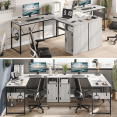thumbnail image 4 of Bestier Reversible 60 inches L Shaped Computer Desk with Storage Cabinet Office Desk for 2 Person, 4 of 7