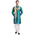 thumbnail image 1 of Tenue de Fête de Mariage Indienne Kurta Pyjama pour Homme avec Foulard (Vert, G), 1 of 6