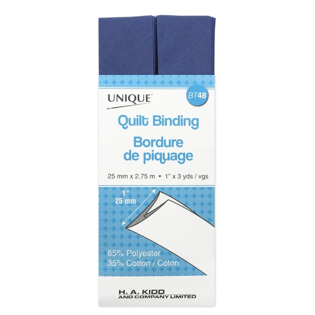 Unique - biais de finition - bleu - coton, polyester - 25 mm - 1 unité