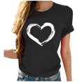thumbnail image 3 of CEHVOM Femmes Manches Courtes en Forme de Coeur Imprimé Casual Tops Chemisier T-shirt, 3 of 7