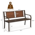 thumbnail image 2 of Patiojoy Patio Garden Bench Rattan Backrest Park Bench Heavy-Duty Metal Chair Seat, 2 of 6