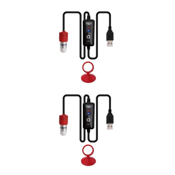 Ruiboury Compact Automatic Submersible Thermostat Heat Rod Water Aquarium Fish Tank Heater Heating Performance 10W 2Set