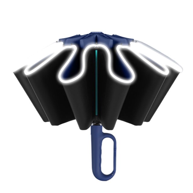 Maytalsory Easy Hanging Fully Automatic Buckle Umbrella Grab And Go Making Easy To Carry Reflective navy blue