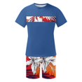 thumbnail image 4 of Weiqiqre Men's Graphic Short Sleeve Tee and Drawstring Waist Track Shorts Set Casual 2 Piece Outfit, 4 of 5