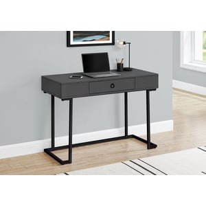 Monarch Specialties Bureau d'ordinateur, Bureau à la maison, Ordinateur portable, Tiroirs de rangement, 42"l, Travail, Métal, Stratifié, Gris, Noir, Contemporain, Moderne
