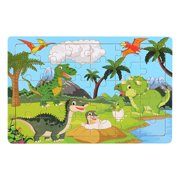 UsRHHA Wooden 30 Piece Puzzle Dinosaur Plane, Children's Early Learning Puzzle for Kids Educational Family Play, Wooden Puzzle Building Block Toy