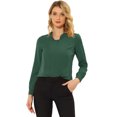 thumbnail image 1 of INSPIRE CHIC Blouse de Travail en Chiffon Unie à Manches Longues pour Femme TP Vert Foncé, 1 of 5