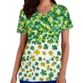 thumbnail image 2 of Mceream Nurse St Patricks Day Shirt for Womens Breathable Plus Size Nurse Working Uniform Shamrocks Print Scrub Tops V Neck Short Sleeve Fun Nursing Uniforms Green XXXXL, 2 of 6