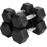 Hex Dumbbells Set for Home Gym, 100LB Total (25LB X2 + 30LB X2) PVC Coated Cast Iron Weights, Anti-Roll Heads, Non-Slip Knurled Chrome Grip, Versatile Strength Training Free Weights Dumbbells
