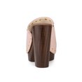 thumbnail image 2 of BLISSFUL STEP Women's Shoes Platform Chunky Heels Open Toe Rivet Faux Suede Slides Sandals Dust Pink 8, 2 of 7