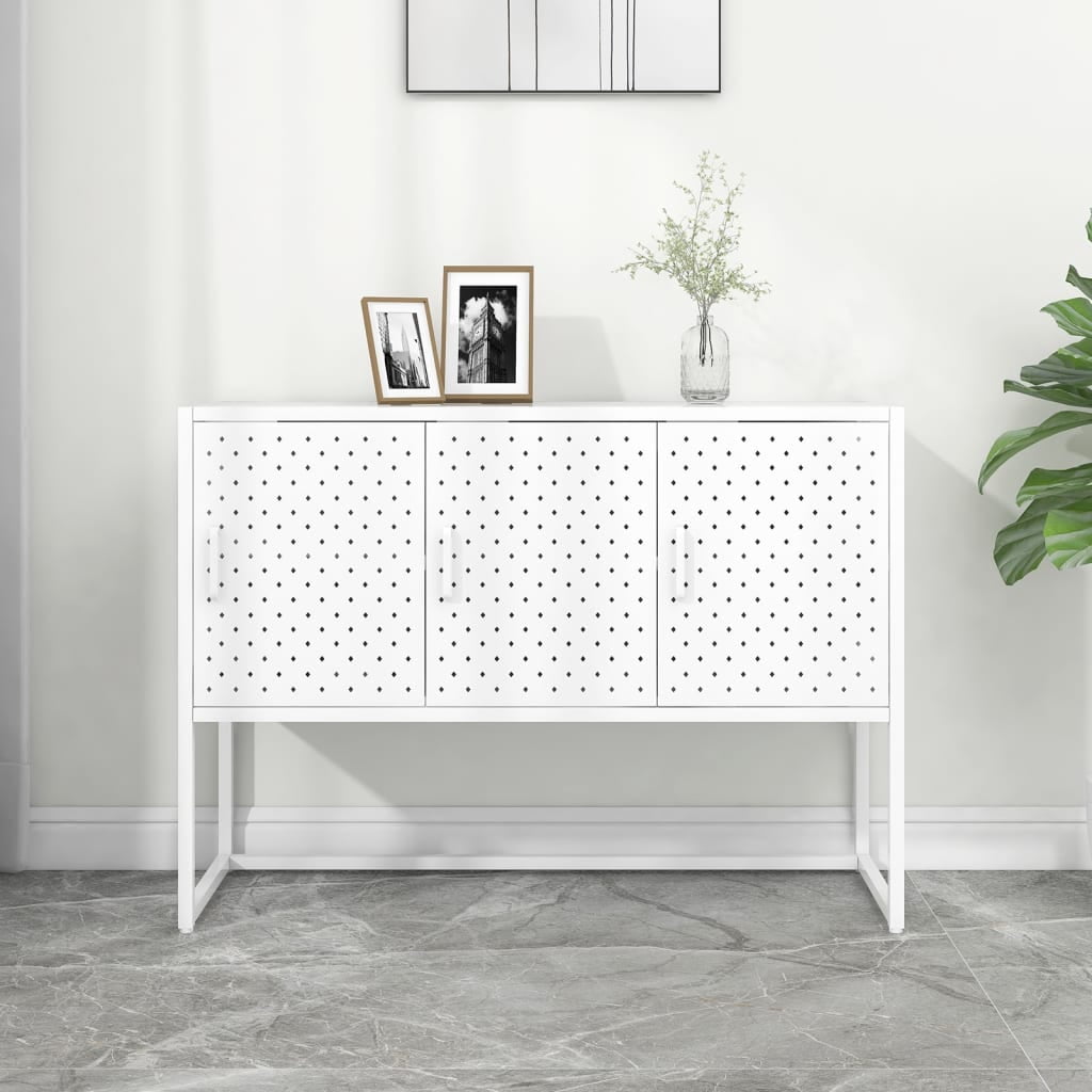 vidaXL Sideboard White 105x35x75 cm Steel 1 Shelf